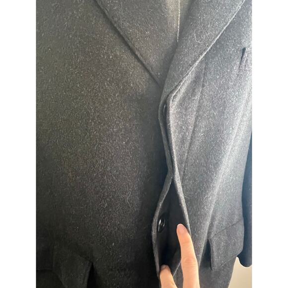 VTG Brooks Brothers Wool Long Charcoal Overcoat Velvet Collar Size 39 Large JP - Picture 4 of 13